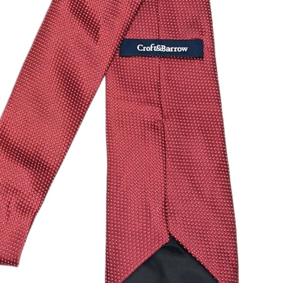 Croft & Barrow Silk Blend Tie Men’s 59.5” Red Dot Preppy Corpcore Classic New - Picture 4 of 4
